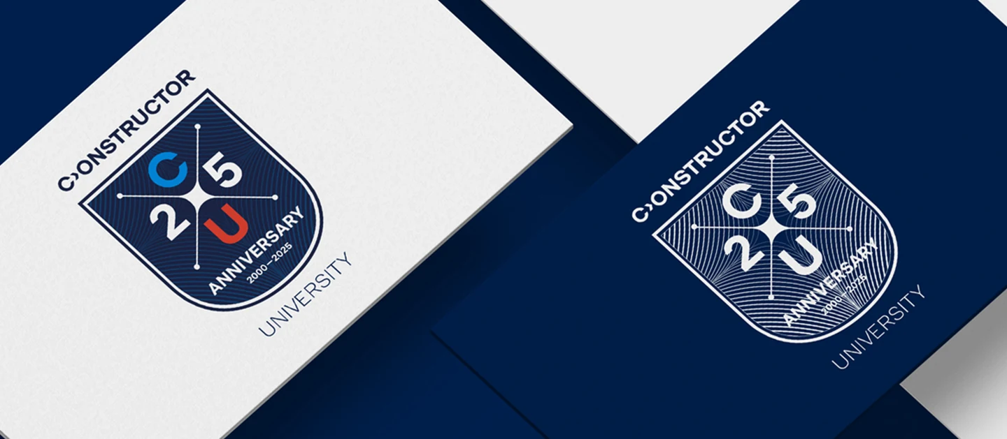 Testing a crest on university stationery.