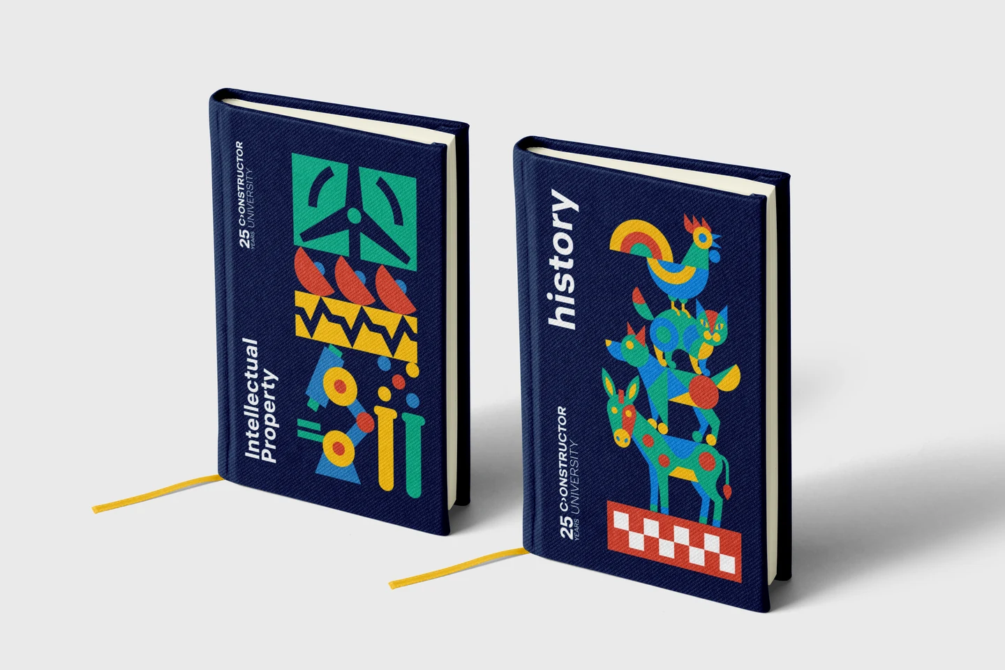 Two notebook designs, built from the same set of illustrations.