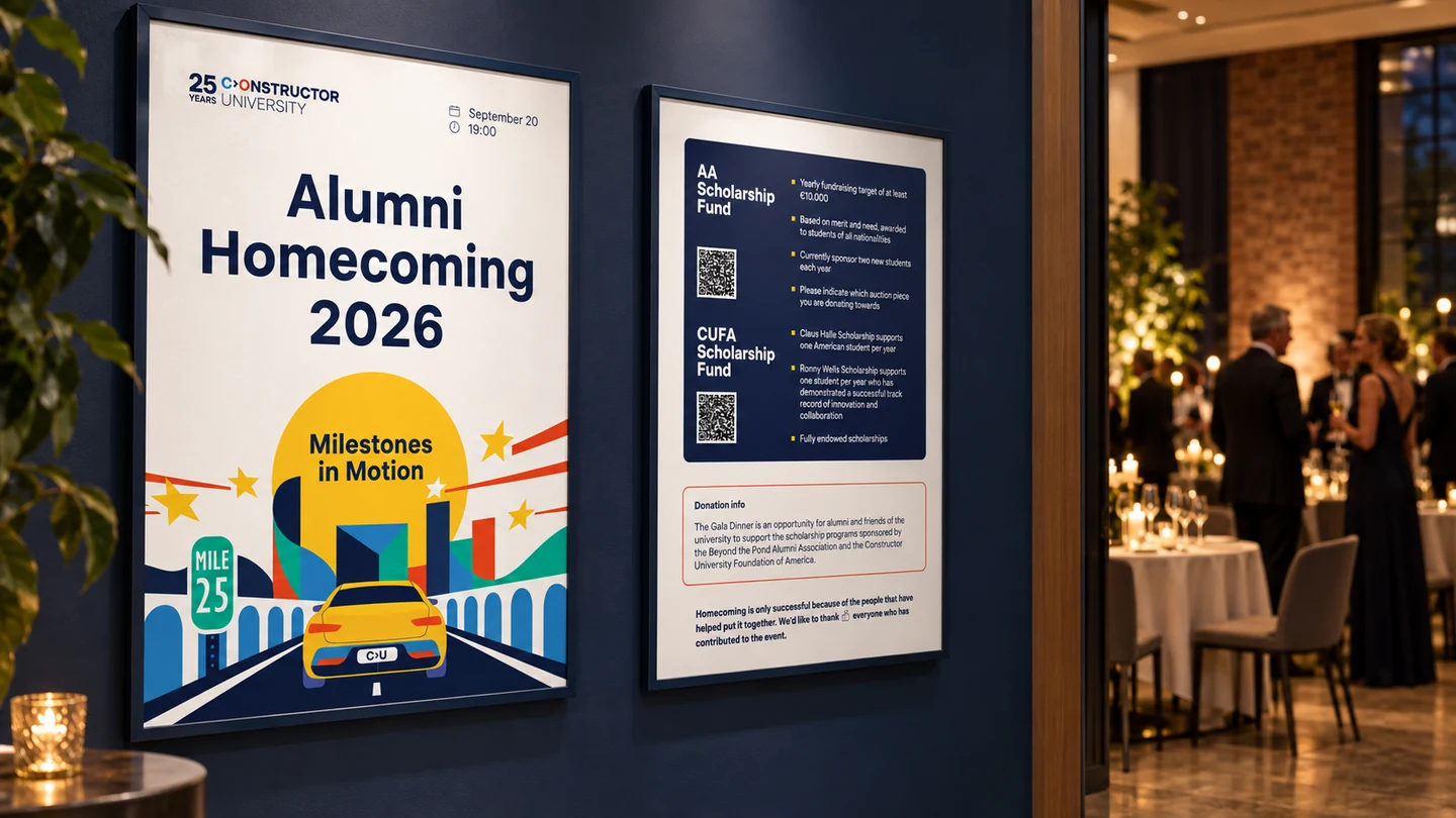 Event information and wayfinding within the Homecoming identity.