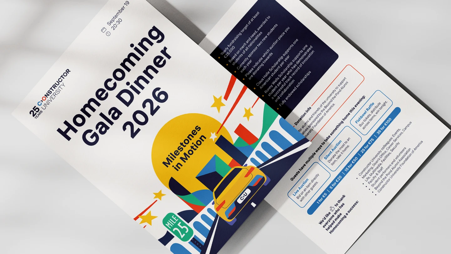 A gala programme carries the same visual through the event.