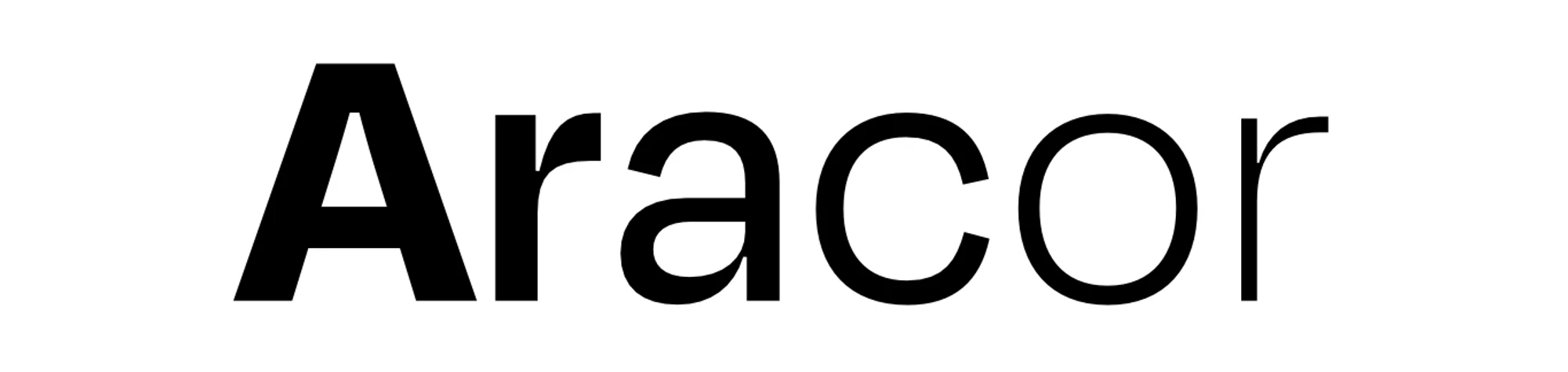 Early Aracor wordmark transitioning from bold to light lettering