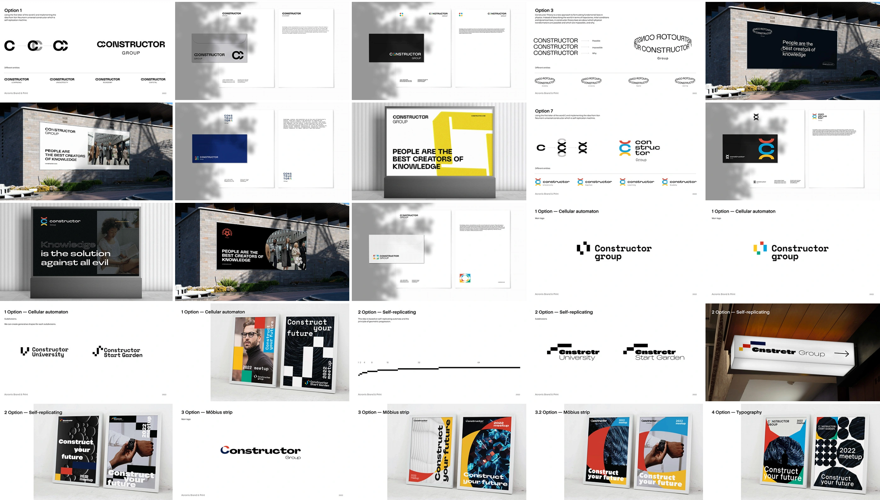 Early Constructor identity directions applied to signs, stationery and layouts