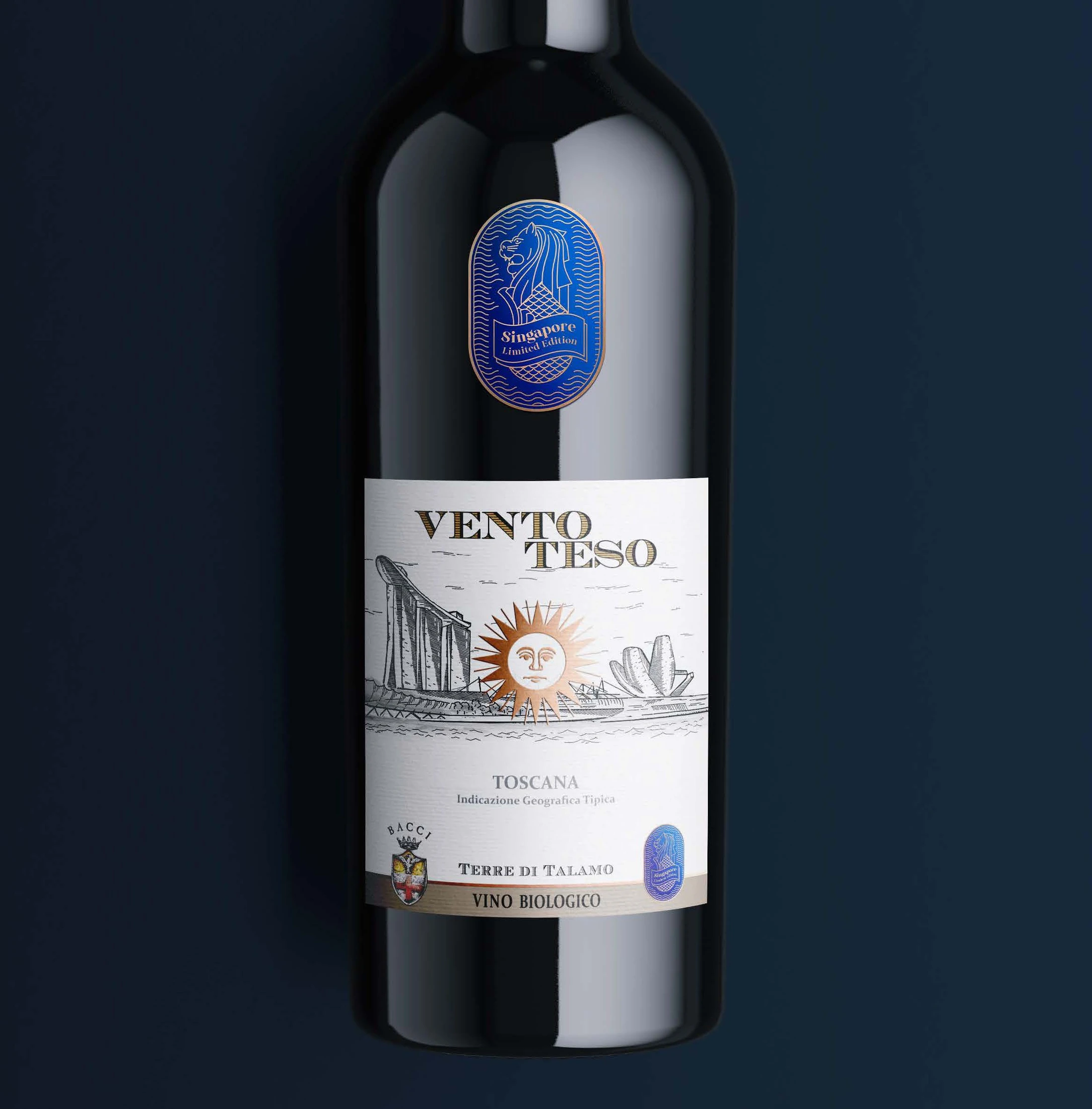 Vento Teso bottle with our Marina Bay label and Singapore Limited Edition seal