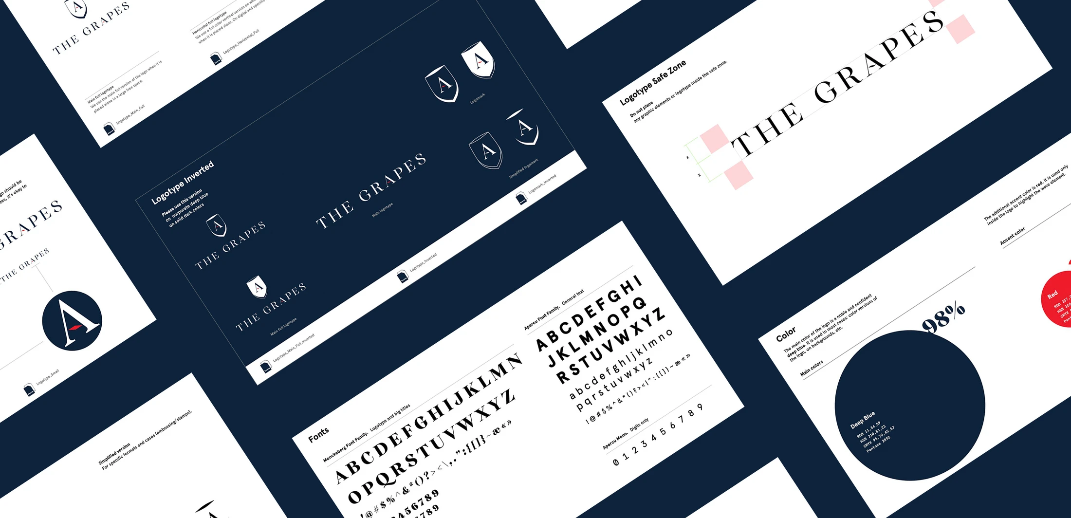 The Grapes brand guidelines covering logo, typography, palette and applications