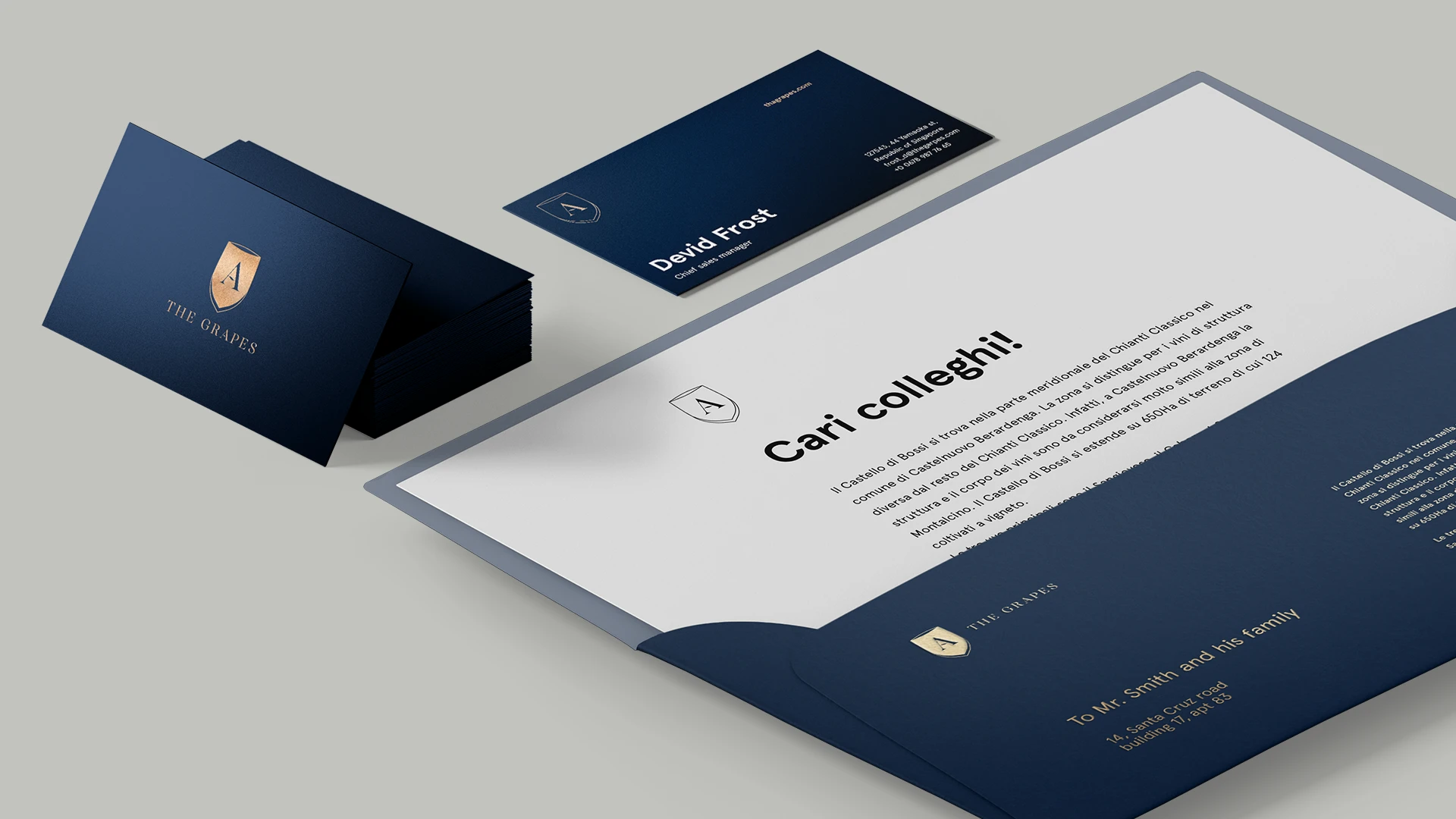 The Grapes letterhead and stationery design